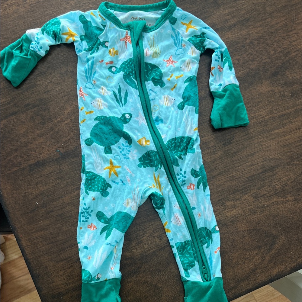 Green Turtle Print Kids One Piece